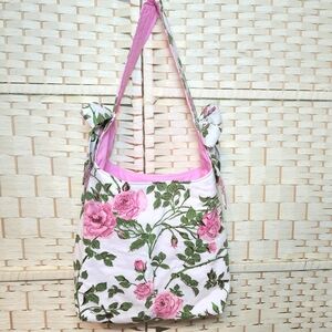 Handmade Quilted Tote Bag With Side Bows Lined Inner Pocket